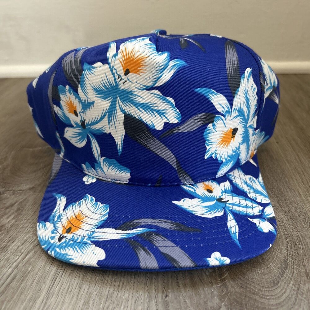 San Sun Snapback Hat Tropical Floral Flower Cap OSFA  Deadstock Vintage One Size